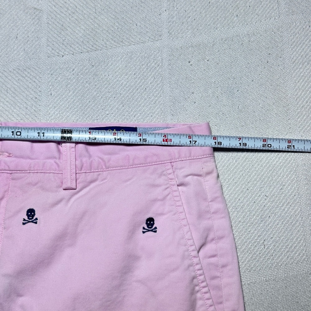 Polo Ralph Lauren Chino Shorts Men 35 Cotton Twill Stretch Skull Crossbones Pink - Picture 7 of 12